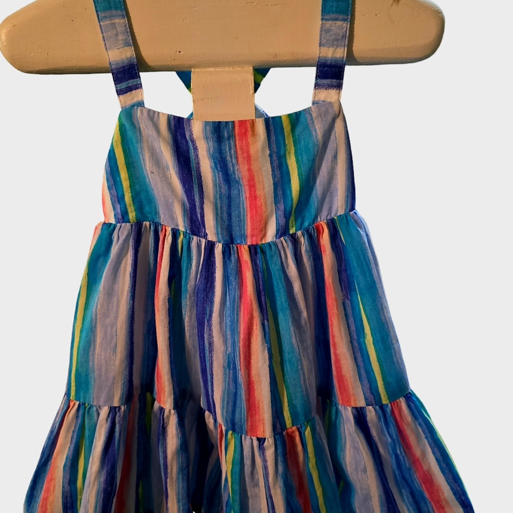 🥳 3/$30 Gymboree 2017 Collection Girls Bright Stripped Sundress Size 12- 18 M.